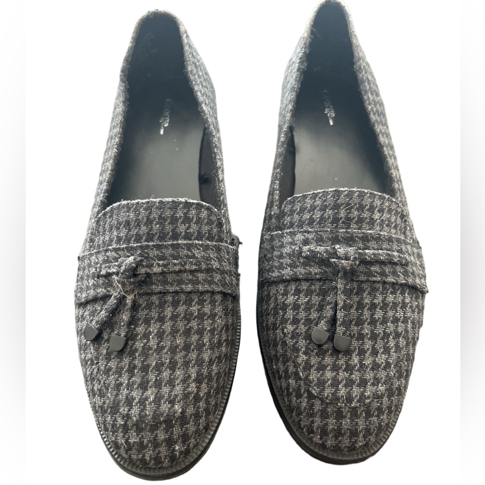 Women's Grey Plaid Slip On Shoes Size 9